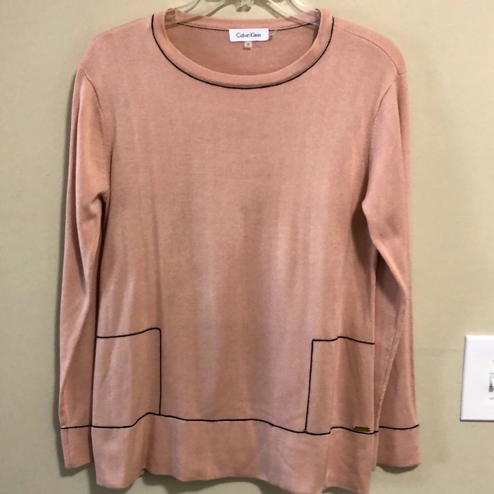 Calvin Klein Sweater Long Sleeve Crew neck pullover Pink SZ M EUC